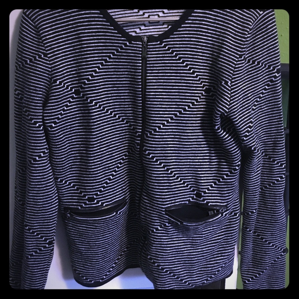 Zip up stripey cardigan